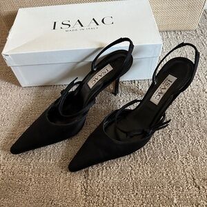 ISAAC MIZRAHI BLACK FORMAL/DRESSY POINTED TOE SLINGBACKS, SIZE 8